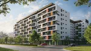 Az első lerakott előregyártott vasbetonelemek a Dagály Lakópark III. üteméhez.